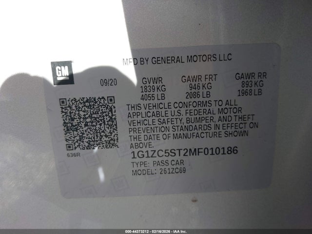 2021 CHEVROLET MALIBU 1G1ZC5ST2MF010186 Photo 8