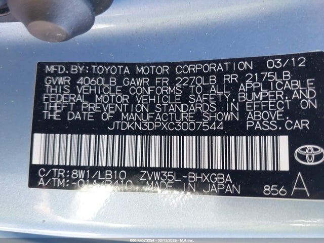2012 TOYOTA PRIUS PLUG-IN JTDKN3DPXC3007544 Photo 8