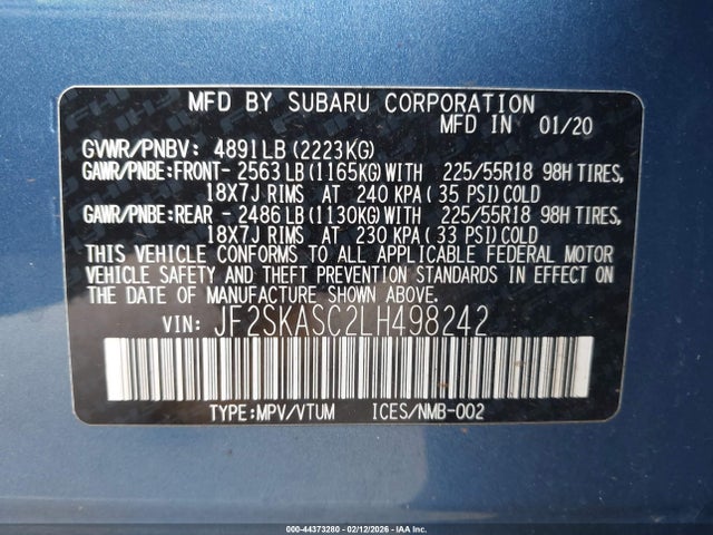 Subaru Forester Limited 2020 JF2SKASC2LH498242 Image 9