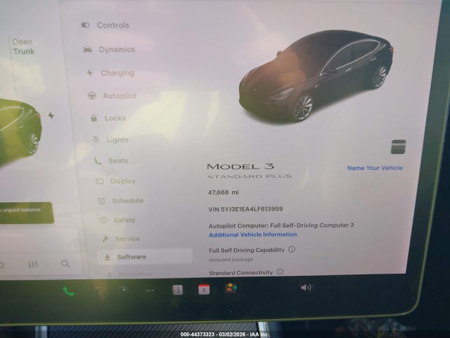 2020 Tesla Model 3 მანქანა იყიდება აუქციონზე, vin: 5YJ3E1EA4LF613959, აუქციონის ნომერი: 44373323
