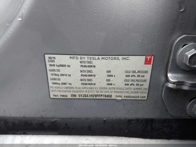 2015 TESLA MODEL S 5YJSA1H29FFP78468 Photo 8