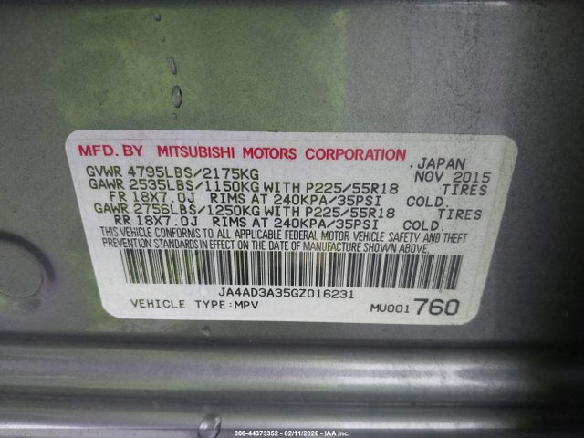 2016 MITSUBISHI OUTLANDER JA4AD3A35GZ016231 Photo 8