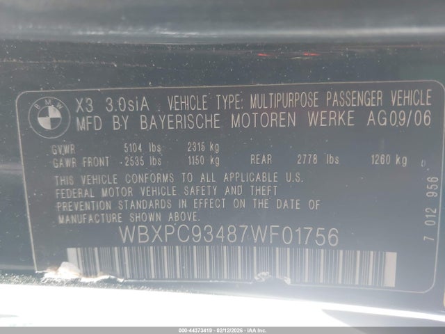 2007 BMW X3 WBXPC93487WF01756 Photo 8
