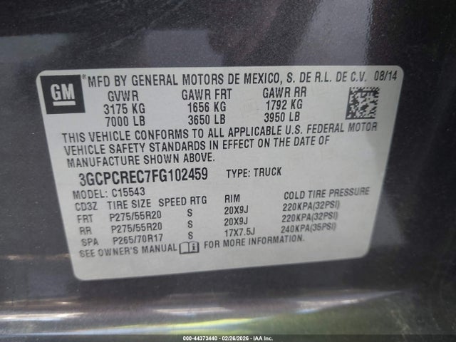 Chevrolet Silverado 1500 1lt 2015 3GCPCREC7FG102459 Image 9