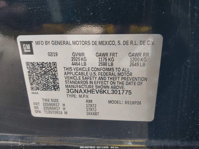 3GNAXHEV6KL301775 Chevrolet EQUINOX LS