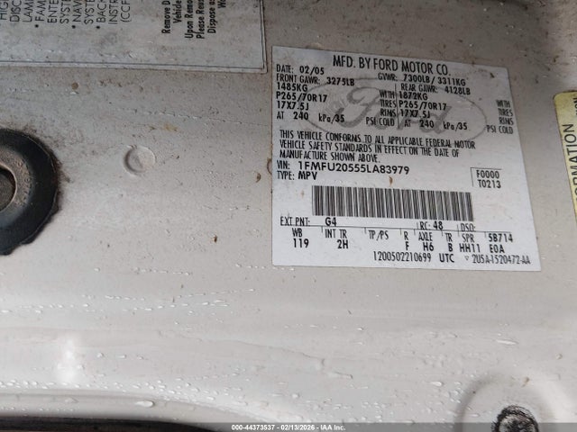Продаж на аукціоні авто 2005 Ford Expedition Limited, vin: 1FMFU20555LA83979, номер лоту: 44373537