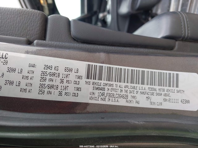 1C4RJFBG9LC264628 Jeep Grand Cherokee Limited 4x4