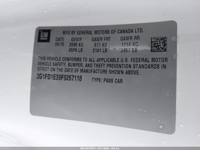 Chevrolet Camaro 1lt 2015 2G1FD1E39F9267118 Image 9