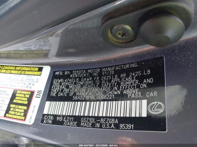 2020 LEXUS ES 350 58ADZ1B18LU066221 Photo 8
