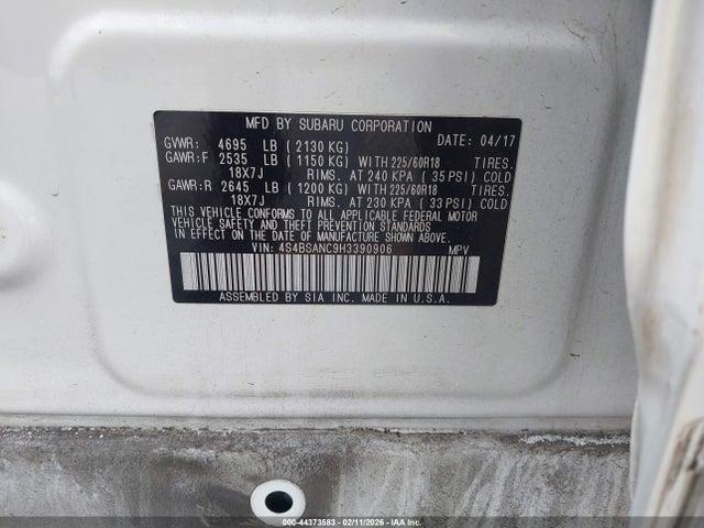 4S4BSANC9H3390906 Subaru Outback 2.5i Limited