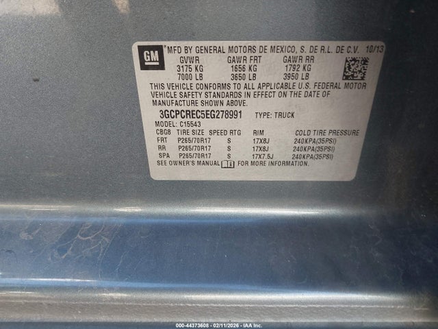 3GCPCREC5EG278991 Chevrolet Silverado 1500 2lt