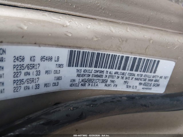 Продажа на аукционе авто 2001 Jeep Grand Cherokee Limited, vin: 1J4GW58S21C713850, номер лота: 44373682