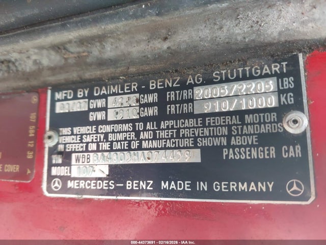 1987 MERCEDES-BENZ 560 WDBBA48D3HA074439 Photo 8