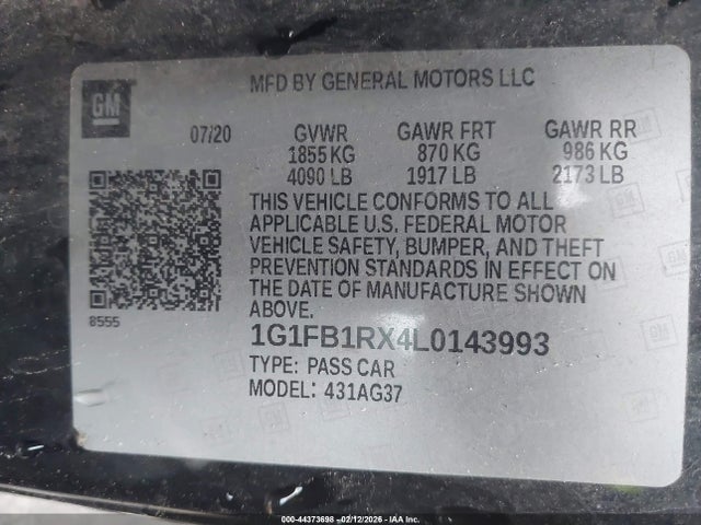 Продаж на аукціоні авто 2020 Chevrolet Camaro Rwd  1ls, vin: 1G1FB1RX4L0143993, номер лоту: 44373698