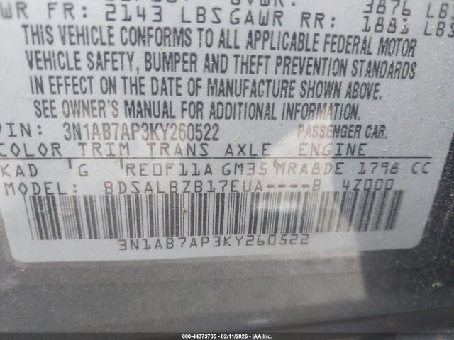 Nissan SENTRA S 2019 3N1AB7AP3KY260522 Image 9