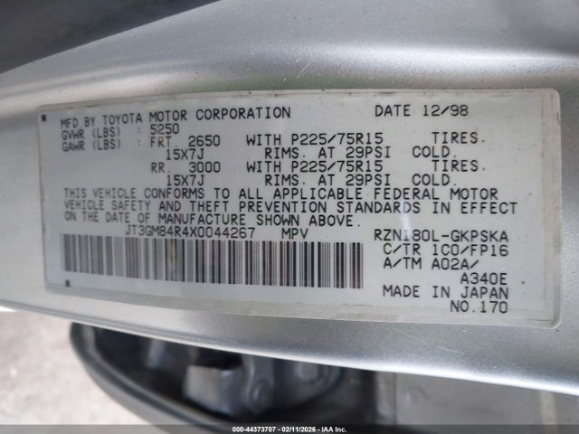 1999 TOYOTA 4RUNNER JT3GM84R4X0044267 Photo 8