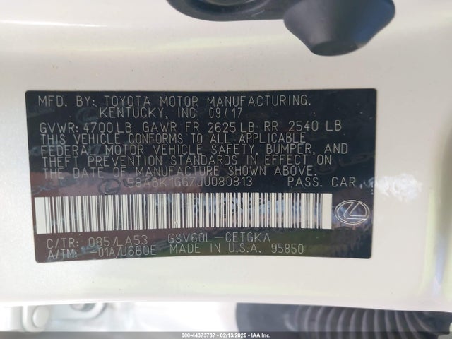 Продаж на аукціоні авто 2018 Lexus Es 350, vin: 58ABK1GG7JU080813, номер лоту: 44373737