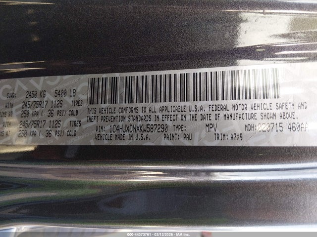 1C4HJXDNXKW587290 Jeep Wrangler Unlimited Sport 4x4