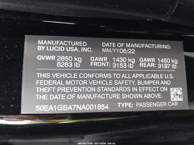 2022 LUCID AIR 50EA1GBA7NA001854 Photo 8