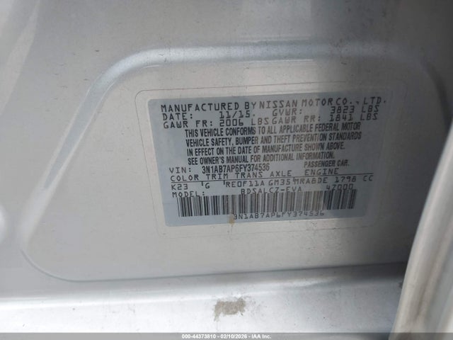 3N1AB7AP6FY374536 Nissan SENTRA S