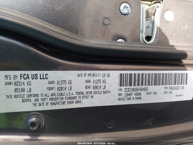 Aukcja sprzedaży 2019 Chrysler 300, vin: 2C3CCABG6KH564825, numer aukcji: 44373818