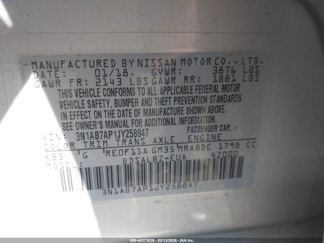 3N1AB7AP1JY258847 Nissan SENTRA S