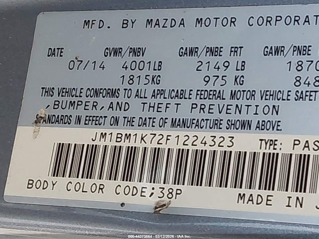 2015 MAZDA MAZDA3 JM1BM1K72F1224323 Photo 8