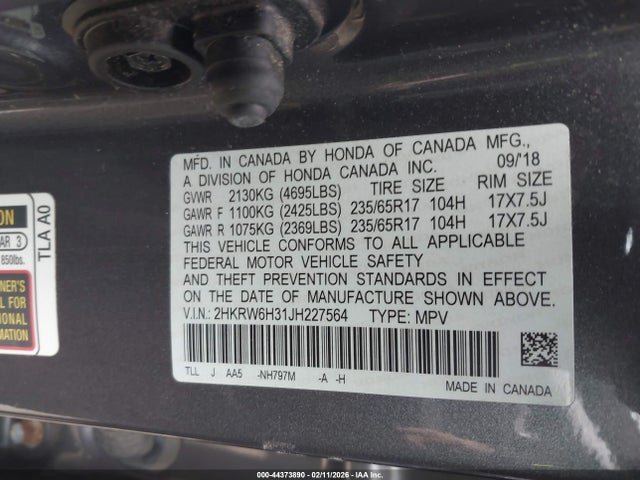 2HKRW6H31JH227564 Honda CR-V LX