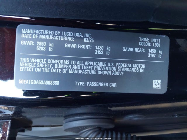 Lucid Air Grand Touring 2025 50EA1GBA6SA008368 Image 9