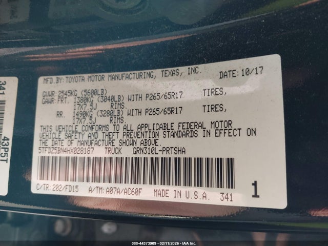 5TFDZ5BN4HX028187 Toyota Tacoma Trd Sport