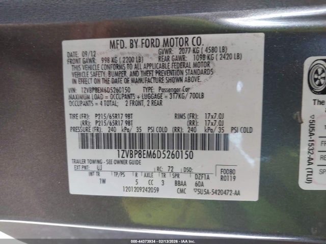 2013 FORD MUSTANG 1ZVBP8EM6D5260150 Photo 8