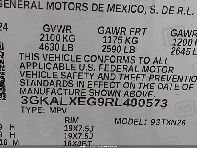 3GKALXEG9RL400573 GMC Terrain Awd Denali