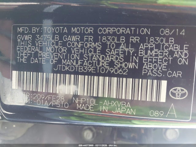 Toyota Prius C One 2014 JTDKDTB39E1079062 Image 9