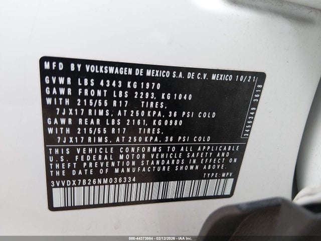 2022 VOLKSWAGEN TAOS 3VVDX7B26NM036334 Photo 8
