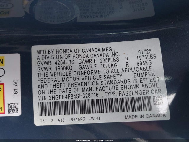 2025 HONDA CIVIC HYBRID 2HGFE4F84SH328716 Photo 8