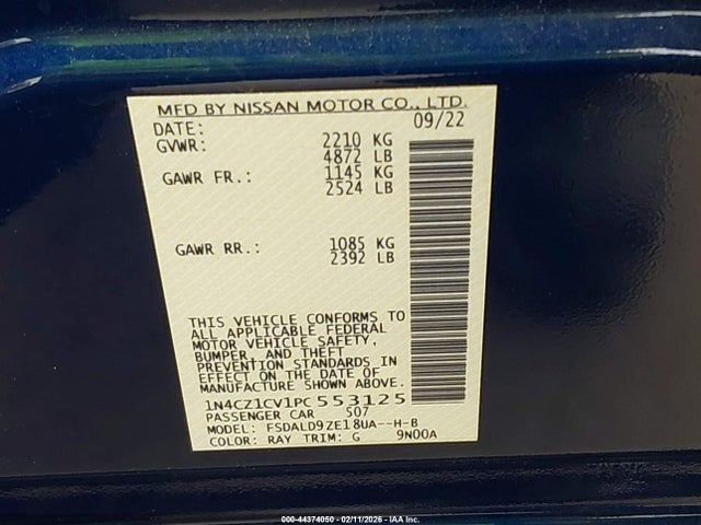 1N4CZ1CV1PC553125 Nissan Leaf Sv Plus 60 Kwh