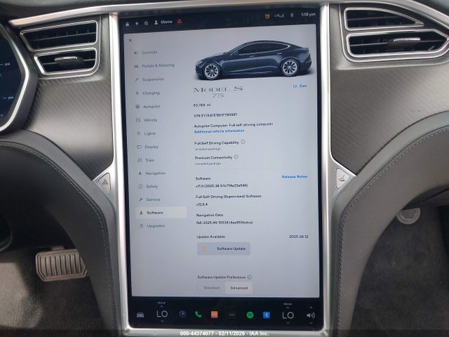 Aukcja sprzedaży 2017 Tesla Model S 60/75, vin: 5YJSA1E18HF190981, numer aukcji: 44374077