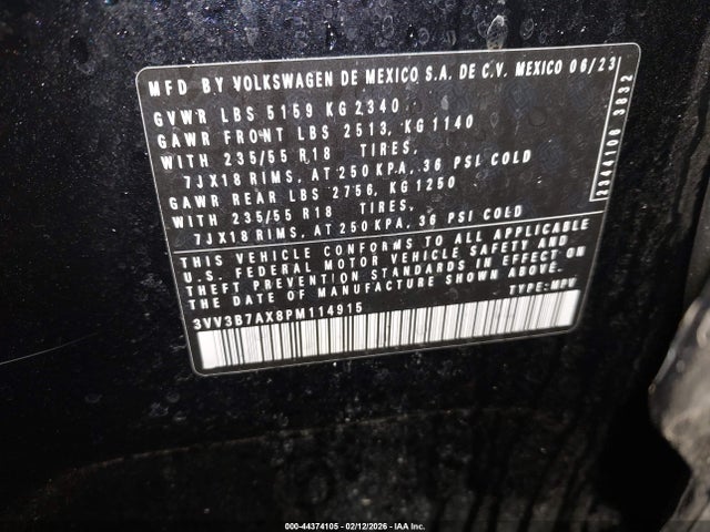 3VV3B7AX8PM114915 Volkswagen Tiguan 2.0t Se