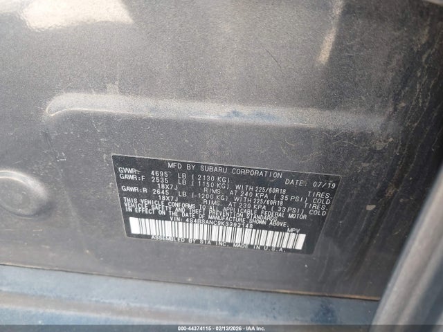 Aukcja sprzedaży 2019 Subaru Outback 2.5i Limited, vin: 4S4BSANC9K3393148, numer aukcji: 44374115