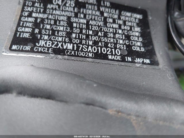 JKBZXVM17SA010210 Kawasaki Zx1002 M