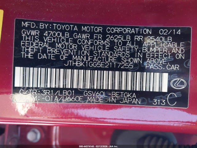 Lexus ES 350 2014 JTHBK1GG5E2117255 Image 9