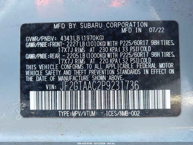 Subaru Crosstrek 2023 JF2GTAAC2P9231736 Image 9
