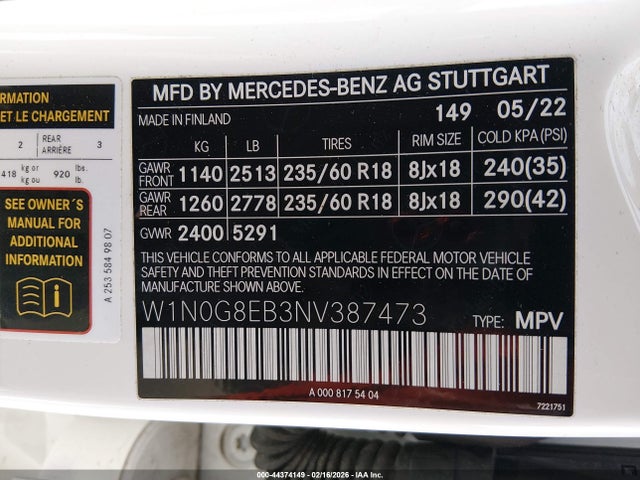W1N0G8EB3NV387473 Mercedes-Benz Glc 300 4matic Suv