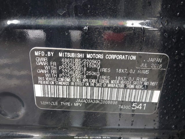 2019 MITSUBISHI OUTLANDER JA4AD3A39KZ008898 Photo 8