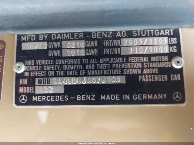1988 MERCEDES-BENZ 560 WDBBA48D8JA078105 Photo 8