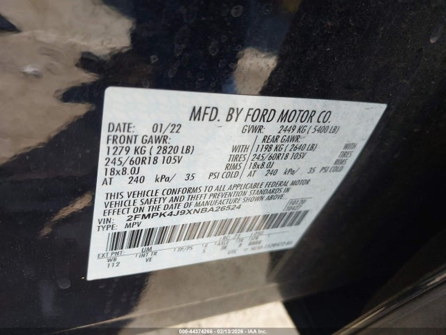 Ford EDGE SEL 2022 2FMPK4J9XNBA26524 Image 9
