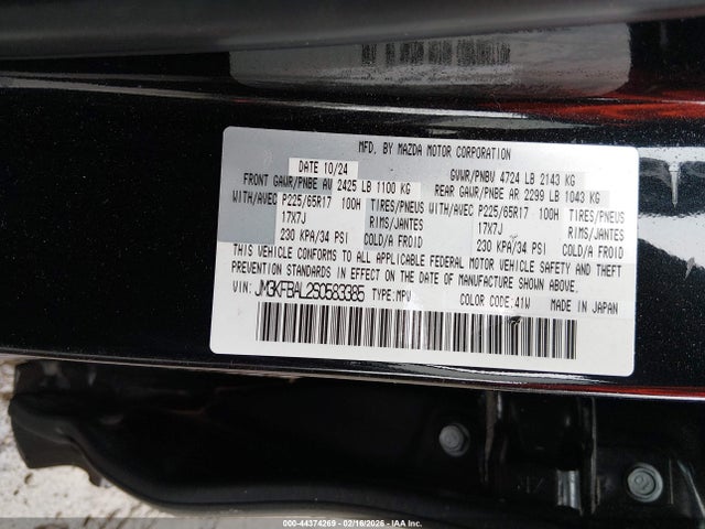 Aukcja sprzedaży 2025 Mazda Cx-5 2.5 S, vin: JM3KFBAL2S0583385, numer aukcji: 44374269