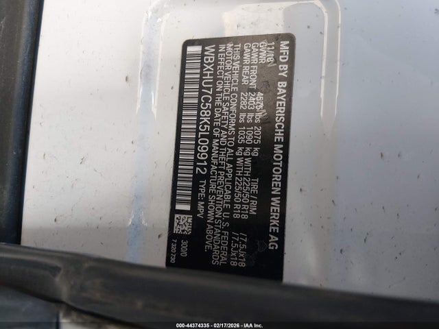 Aukcja sprzedaży 2019 Bmw X1 Sdrive28i, vin: WBXHU7C58K5L09912, numer aukcji: 44374335