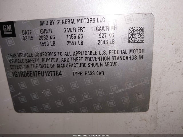 Aukcja sprzedaży 2015 Chevrolet Volt, vin: 1G1RD6E47FU127784, numer aukcji: 44374341