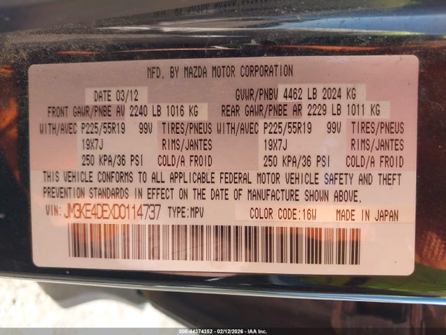 Продаж на аукціоні авто 2013 Mazda Cx-5 Grand Touring, vin: JM3KE4DEXD0114737, номер лоту: 44374352
